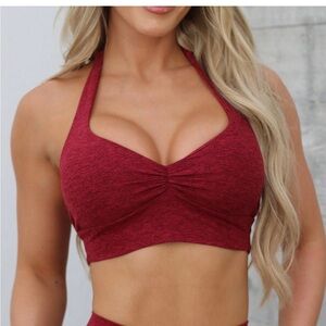 ISO!!!! Bombshell Sportswear heathered red Halter Sportbra in xs